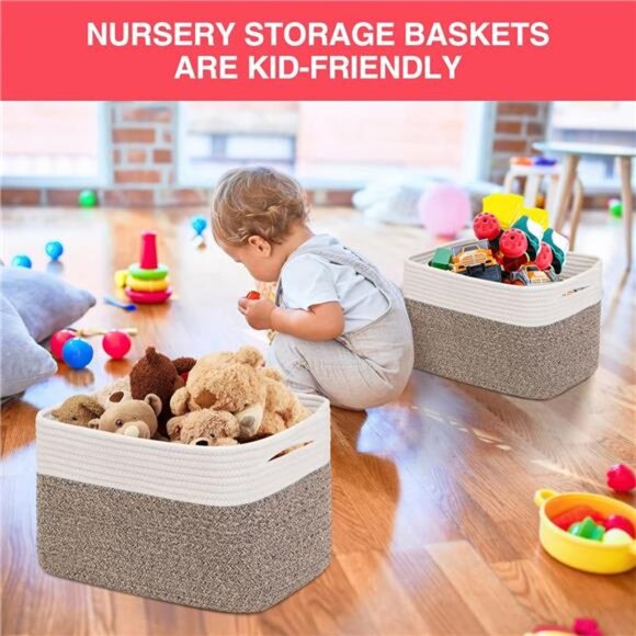 Rope Storage Baskets 3-Pack - Woven Baskets for Storage |Baby Basket for Nursery - Picture 4 of 8